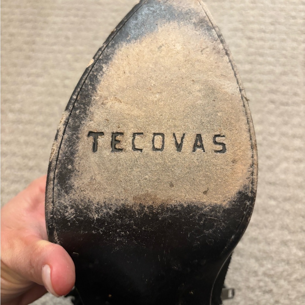Tecovas Black Suede Ankle Boots with Fringe - Picture 5 of 7